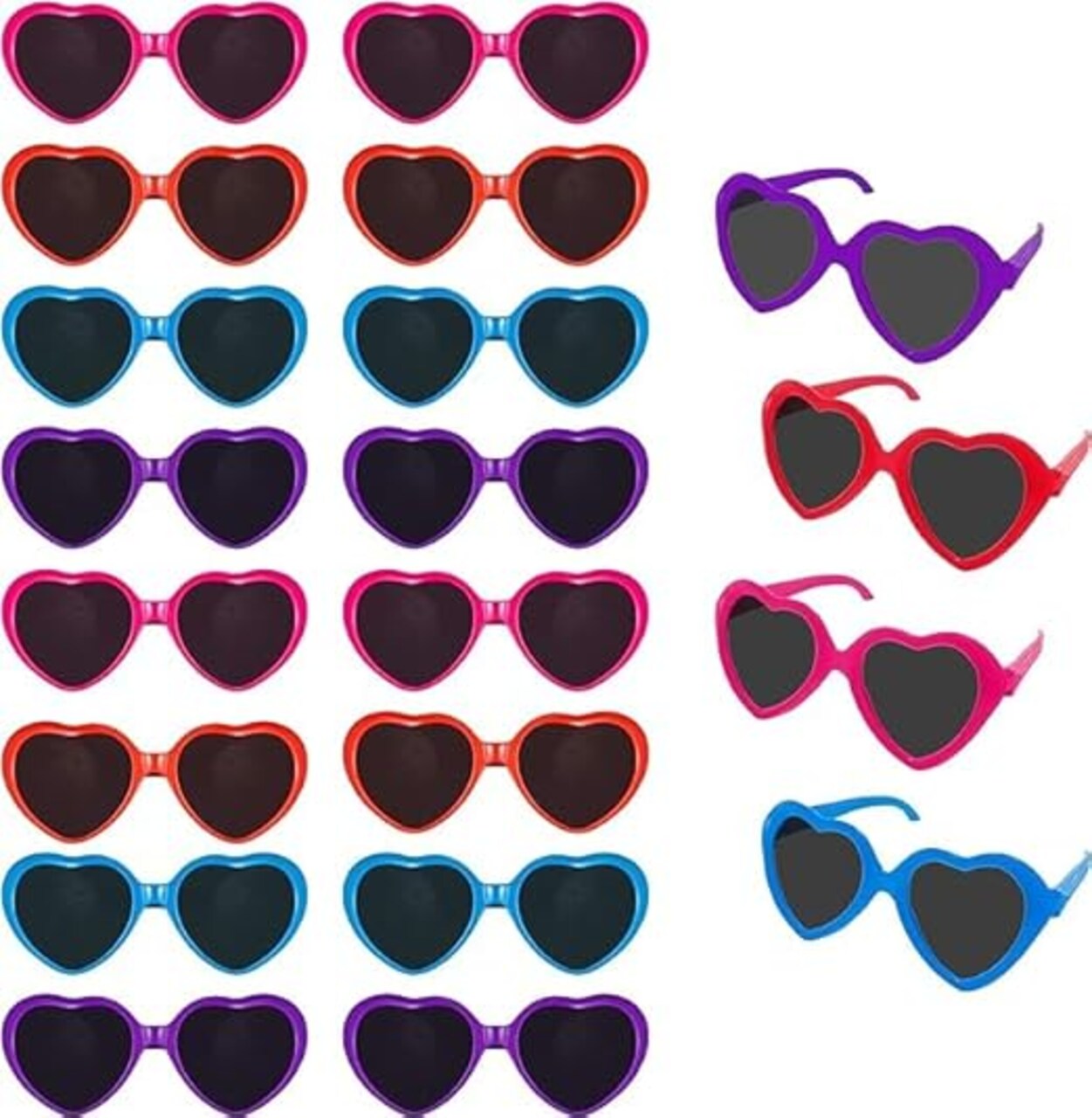 4E's Novelty Valentines Day Sunglasses for Kids – 30 Pack Heart Shaped Glasses, Bulk Classroom Exchange Gifts & Party Favors for Toddlers, Candy-Free Valentine Prizes for Ages 3–7